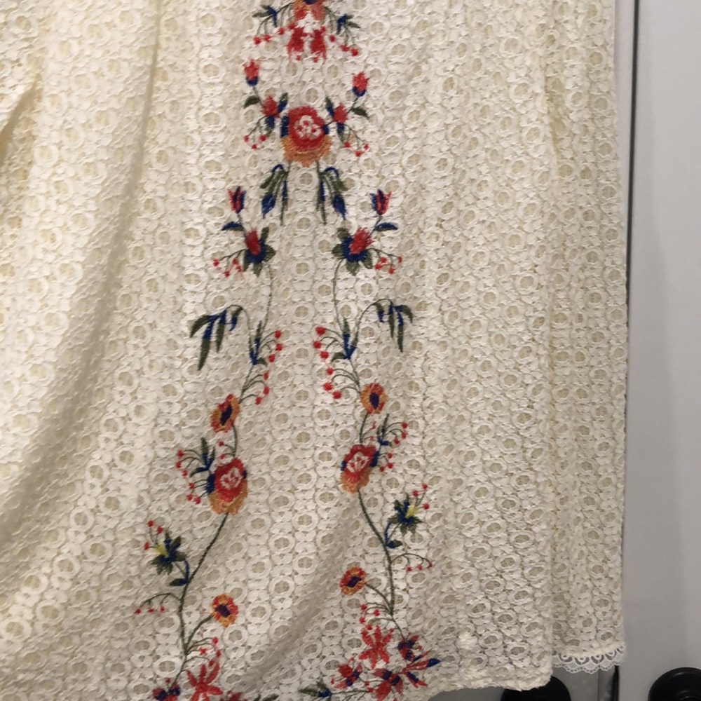 Umgee Lace Embroidered Floral Top Tunic Blouse Ivory XL - Picture 3 of 12